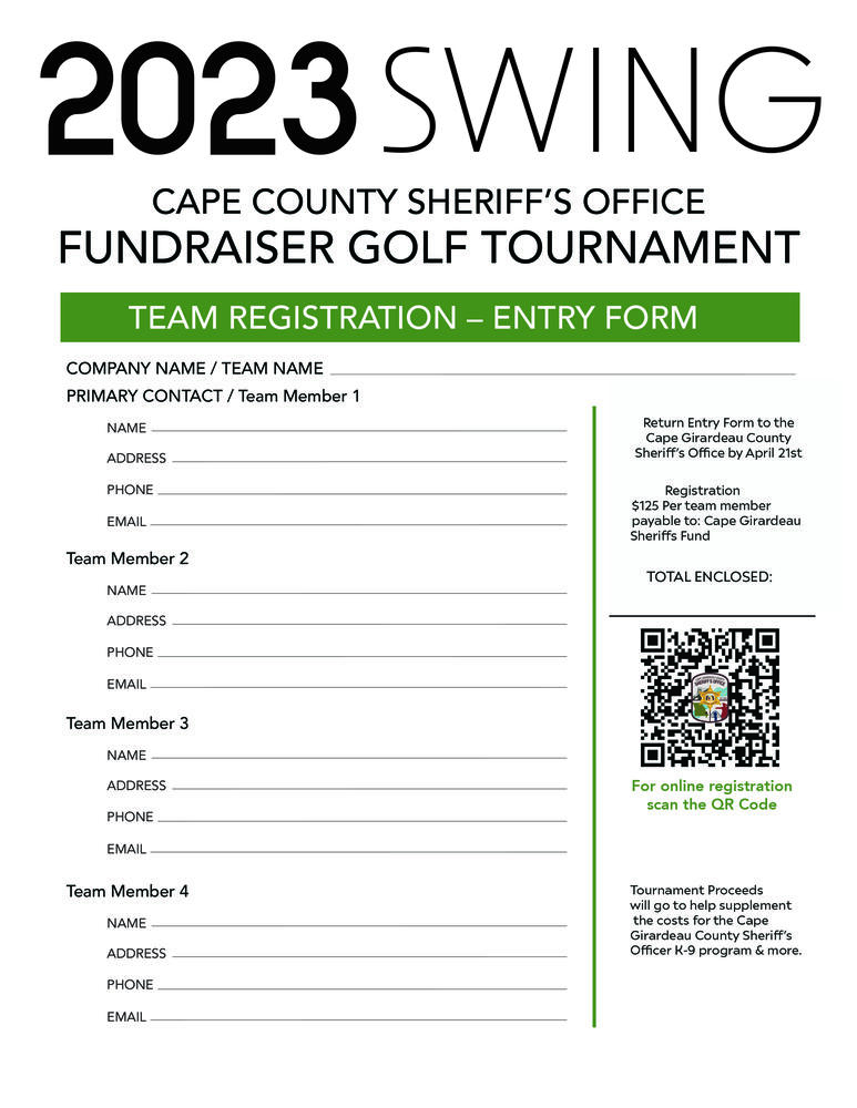 Golf Fundraiser Signup Sheet