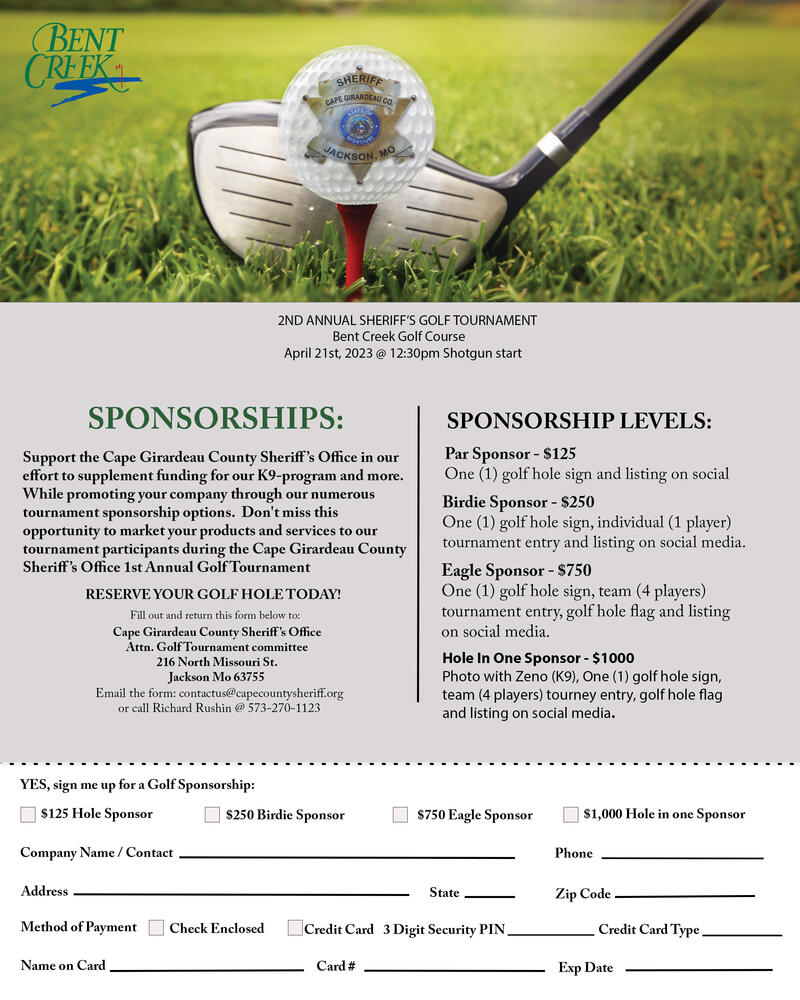 Golf fundraiser sponsership information