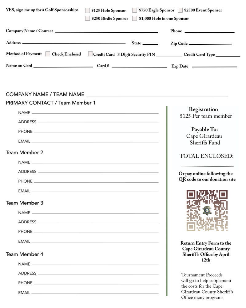 form for golf tournament registration 